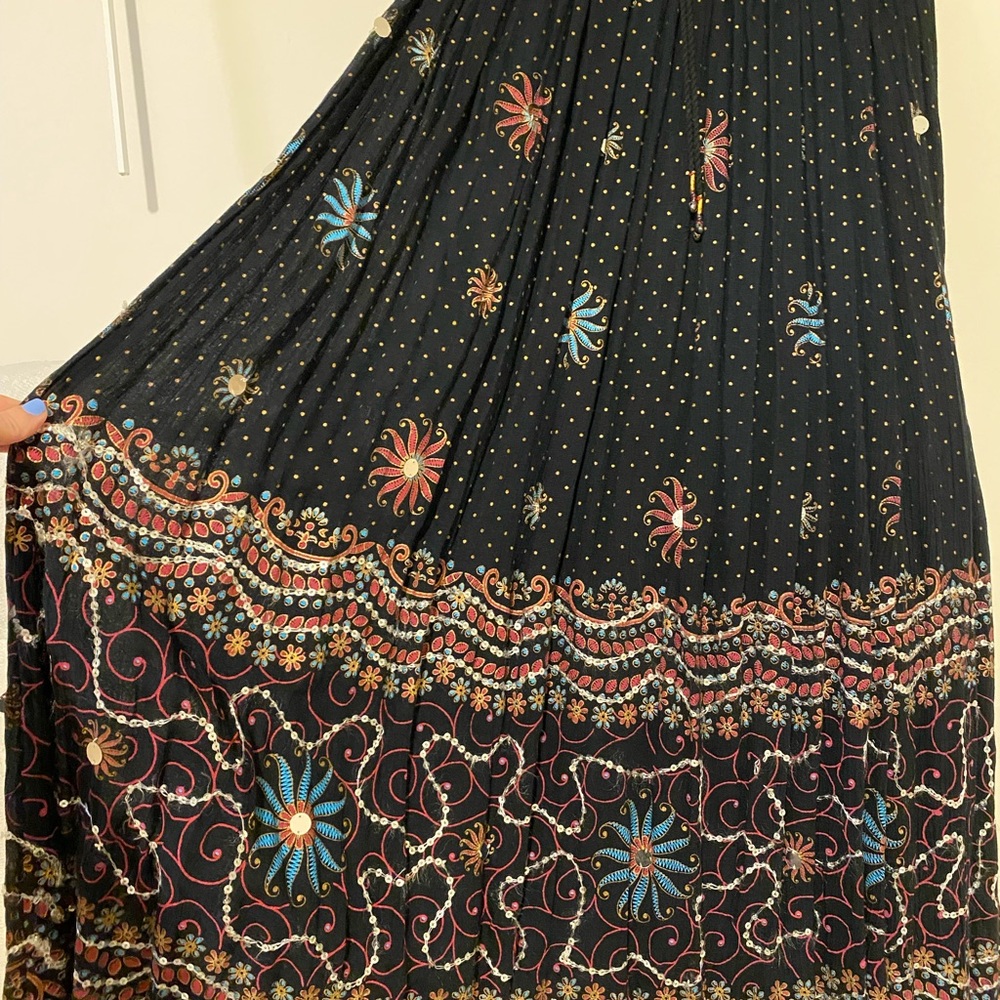 Indian Floral Embroidered Black Skirt